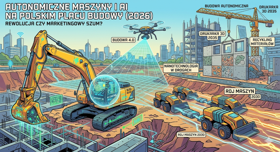 Autonomiczne maszyny i AI na polskim placu budowy (2026) – Rewolucja czy marketingowy szum?